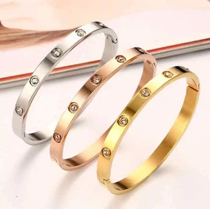 Wholesale 2022 Glossy Love Screw Bracelets Jewelry Luxury Designer Brand Friendship Crystal Bangle Bracelet for Women Girl Gifts