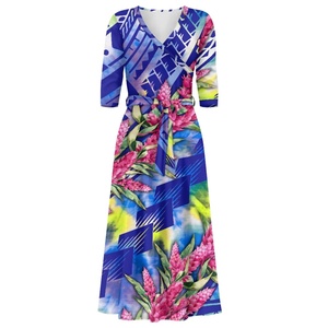 ชุดเดรสยาวสำหรับ<span class=keywords><strong>ผู้หญิง</strong></span>ชุด<span class=keywords><strong>ลาย</strong></span><span class=keywords><strong>สัก</strong></span>แบบพอลินีเชียนไล่ระดับสีจากโรงงานล่าสุดของโรงงาน - Product Image 4