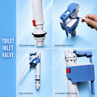 Kit de réparation de réservoir de toilettes en laiton durable avec vanne de remplissage filetée, contrôle du niveau d'eau réglable et entrée latérale inférieure en option