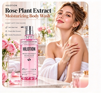 Gel Douche Hydratant aux Acides Aminés Botaniques Marque Privée OEM, Apaise la Sécheresse, Nettoyant Doux pour la Peau, 485ml, Parfum Rose
