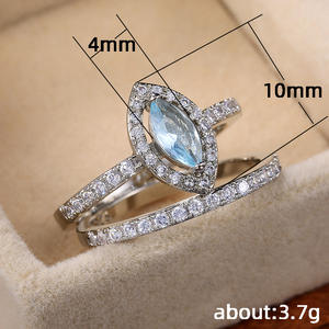 Bague de cocktail F178 en moissanite, argent 925, taille marquise, sertie pavé, pour femme, bague de fiançailles - Product Image 5