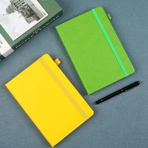 Bloc-notes en PU à couverture rigide A5, reliure cousue, carnet coloré avec sangle pour le bureau et les étudiants - Product Image 3