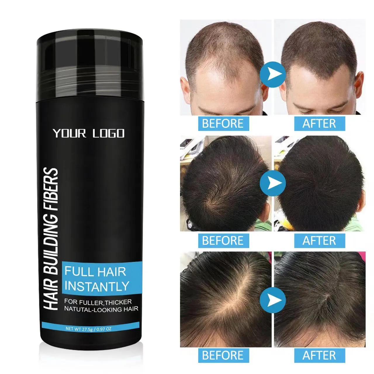 Spray de fibra de cabelo oem para cuidados com o cabelo, espessamento do cabelo, pó de fibra orgânica, topik