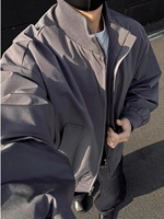 Blouson aviateur pour homme, style américain printemps-automne, coupe courte, col montant, vêtement d'extérieur ample pour homme