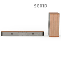 Barre de son en bois 60W HiFi Surround Sound avec caisson de basses BT 5.3, 2.0 canaux, pour TV, ordinateur de bureau et jeux vidéo