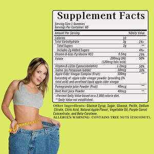 Vinaigre de cidre de pomme direct d'usine Gommes complexes Goût de pomme Gommes au vinaigre de cidre Améliore l'antioxydant avec de la vitamine B - Product Image 2