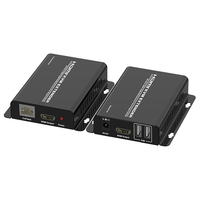 Extensor KVM USB HDMI sobre un solo cable Ethernet Cat 5/5E/6/7-Extensión de señal hasta 60m/200 pies-Ratón de teclado USB