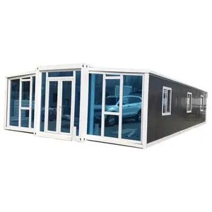 Low price High Quality Foldable Office 40 ft container Expandable Double wing folding room 2 bedrooms bathroom