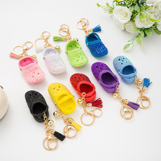 European and American New slippers Backpacks Pendants Mini Shoes Metal Hole Shoes Keychains