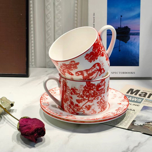 Wholesale Luxury Bone China Dinnerware Sets Gold Inlay Animal Pattern Portable Leak-Proof Dishwasher Safe Fade Resistant Cup Kit - Product Image 5