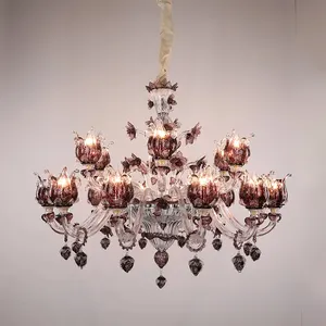 Podiumdecoratie Kroonluchter Lamp Custom Led Modern Art Design Rode Bloem Kristallen Kroonluchter Hanglamp