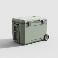Boîte de refroidissement de camping en plein air, roues de barbecue de pêche, glacière de poitrine de glace, boîte de refroidissement de 45l