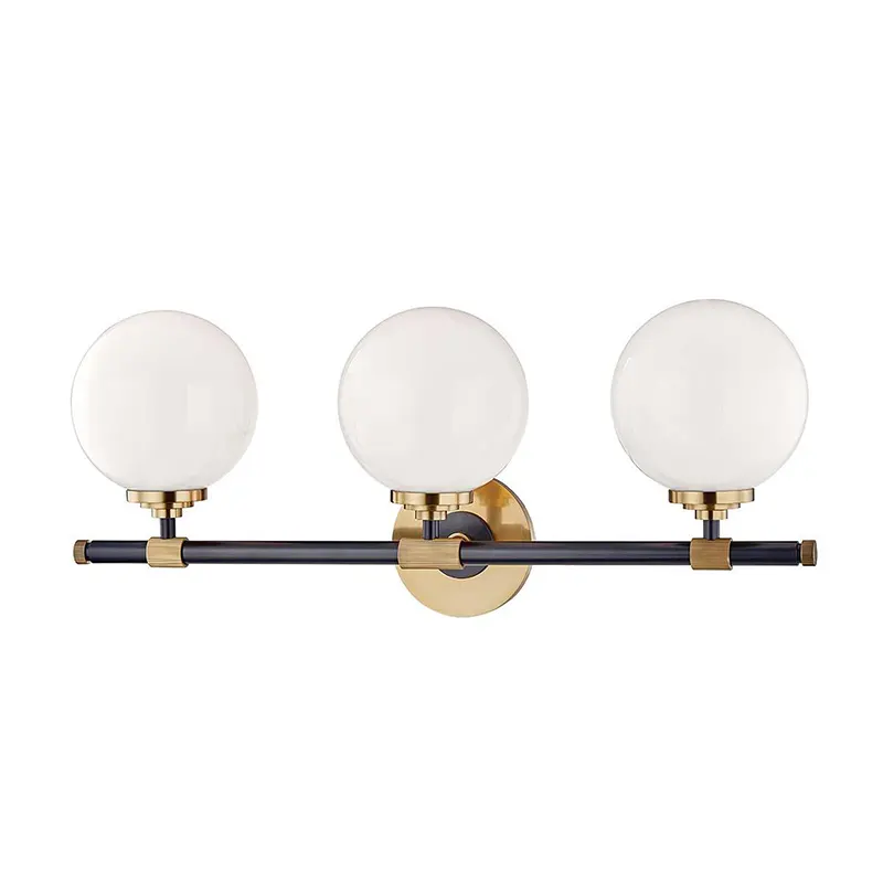 Home Decorative Modern Brass Led Wall Light 3 Lights Frosted Glass Ball Wall Mounted Bathroom Vanity Light Fixtures