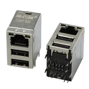 3X1 10P8C 8P8C jack rj45 conector fêmea Single/Dual 3.0 conector USB de rede PCB Jack rj45 Jack Modular USB rj45 conector