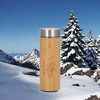 Botol Air Bambu Besar Ramah Lingkungan 2023 Desain Klasik Teknologi Vakum Stainless Steel Hadiah Bisnis untuk Berkemah