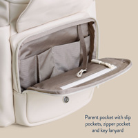 Sac à langer et sac à dos isotherme portable en polyester à double usage avec grande capacité et fermeture éclair blanche pour maman