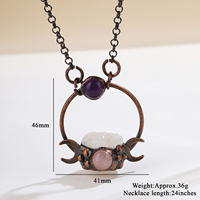 Unique Naturel Druzy Géode et Quartz Rose Améthyste Pierre Gemme Bronze Pendentif Collier pour Femmes Unisexe Fête