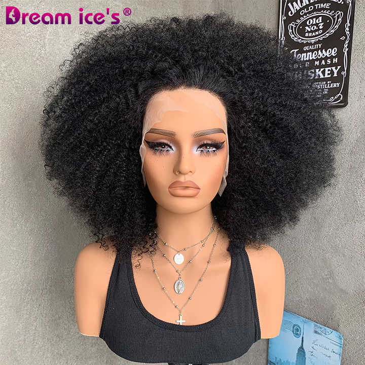 Short Bob Afro Kinky Curly HD Invisible 13X4 Lace Front Human Hair Wigs With Curly