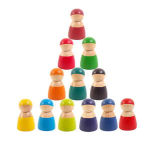 Hot Sale Wooden Pretend Play People Figures Doll Colorful Blocks Toys Gift Baby Wood Toys Set of 12 rainbow Friends Peg Dolls - Product Image 2