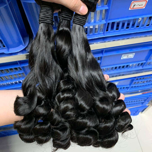 Nouveaux lots de cheveux humains Remy à boucles Fumi naturelles, <span class=keywords><strong>double</strong></span> trame, vente en gros populaire, 100% cuticules alignées, extensions de cheveux humains - Product Image 2