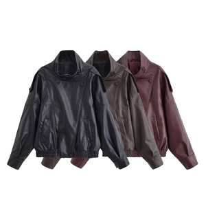 Vêtements pour femmes élégants de style europé<span class=keywords><strong>en</strong></span> et américain, nouvelle mode d'automne, vente <span class=keywords><strong>en</strong></span> gros, <span class=keywords><strong>veste</strong></span> <span class=keywords><strong>en</strong></span> <span class=keywords><strong>simili</strong></span> <span class=keywords><strong>cuir</strong></span> 3D - Product Image 4