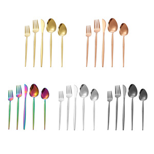 304 Stainless Steel Cutlery <b>Set</b> Minimalist Design Mirror Finish Coffee Spoons Knife Forks Reusable Western Tableware - Product Image 3
