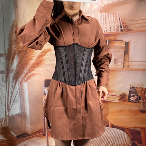 Ceinture corset Jacquard pour femmes sous le buste désossé à lacets <span class=keywords><strong>Bustier</strong></span> Waspie ceinture pour Renaissance Steampunk <span class=keywords><strong>Pirate</strong></span> ferme respirant - Product Image 1