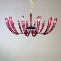 JYLIGHTING Lustre Moderne en Verre Fuchsia Certifié CE Éclairage Sculptural pour Chambre à Coucher Hôtel Décoration Contemporaine