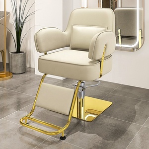 China Modern Luxury Salon Furniture Hairdressing Barber <b>Stool</b> Chair Pink and Gold Salon Styling Chair - Product Image 6