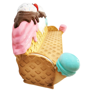 Life Size Fiberglass Ice Cream Sundae Bench Custom Waffle Cone Sofa Theme Park Dessert Shop Commercial <strong>Space</strong> <strong>Decoration</strong> Handmade - Product Image 3