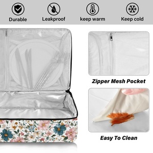 Hawaiian Custom Flesh Flower Aluminum Foil Insulated Thermal Cooler Bag Pizza Casserole Pans Delivery Carrier Food Insulated Bag - Product Image 4