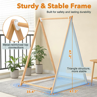 Balançoire pour bébé autoportante avec cadre pliable en bois, siège en coton, pour intérieur