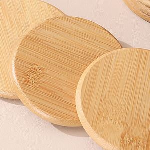 Posavasos Personalizados Redondos de Bambú para Bebidas, Juego de Posavasos para Café con Soporte - Product Image 5