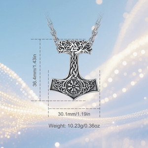 Bijoux religieux Merryshine, pendentif en cuivre marteau de <span class=keywords><strong>Thor</strong></span> viking, amulette nordique, collier celtique nordique Mjolnir pour hommes - Product Image 6