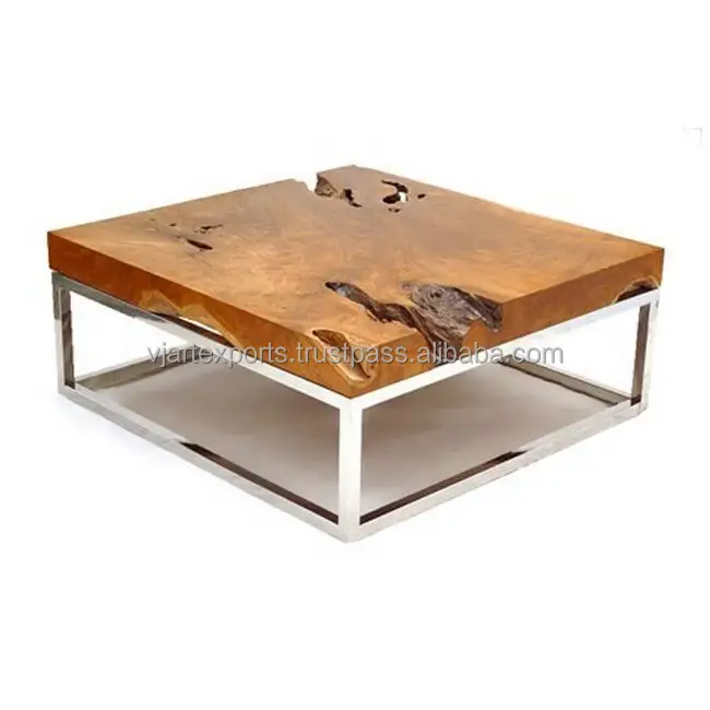 hospitality room hotel furniture Industrial & vintage iron metal & natural live edge sleeper old wood square coffee table