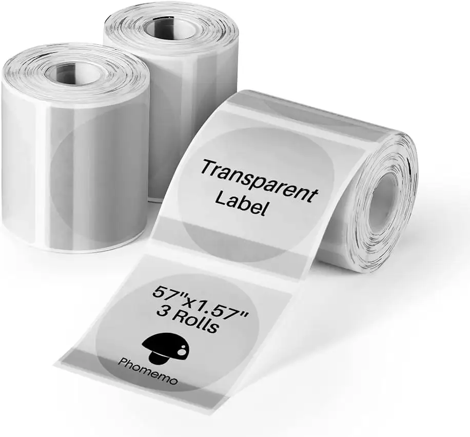 Vente en gros d'étiquettes thermiques rondes transparentes industrielles de haute qualité, étiquette autocollante directe transparente en cercle pour imprimante