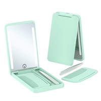 Étui à cosmétiques à logo personnalisé organisateur de voyage lumière LED miroirs pliants brosse à cheveux grossissante peigne