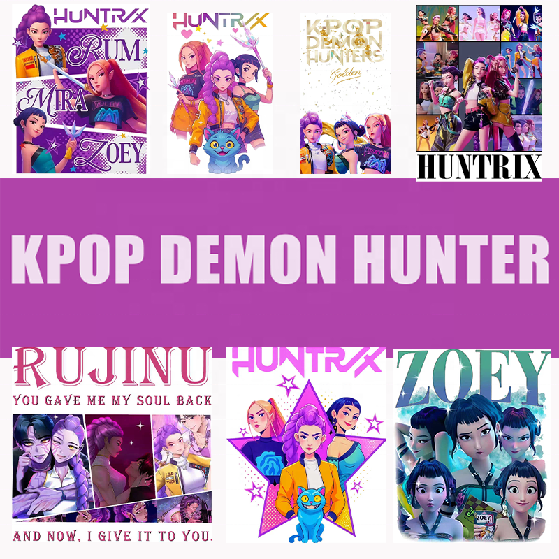 Пользовательские Kpop Demon Hunter Dtf Переводные дизайны DTF переводные наклейки DTF водонепроницаемые не деформируются Dtf передача железа для футболок