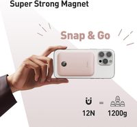 Cadeaux, articles promotionnels, batterie externe sans fil 18W, chargeur magnétique rapide et sûr, mini batterie externe rose avec affichage numérique