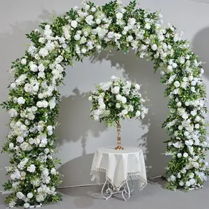 GJ-FR006ดอกไม้ตกแต่งงานแต่งงานสีขาวสีเขียวโลหะกุหลาบซุ้มงานแต่งงาน