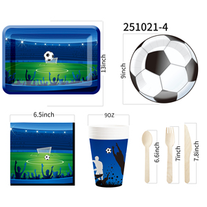 DAMAI - Juego de Vajilla Desechable de Papel con Diseño Deportivo para Fiesta de Cumpleaños, Platos, Servilletas y Vasos con Temática de Fútbol - Product Image 5