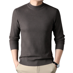 2024 Autumn New Arrival Man's Casual Style Crew Neck Long Sleeve Custom Fit Breathable Waffle Sweater - Product Image 1