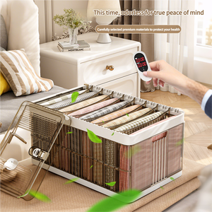 Hộ gia đình hiện đại có thể gập lại rõ ràng lưu trữ thùng tủ quần áo chia tổ chức cho quần áo quần hình chữ nhật có thể xếp chồng tủ quần áo ngăn kéo - Product Image 2