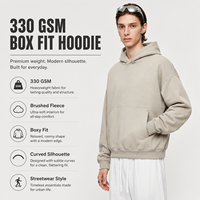 Sweat à capuche en molleton 330 GSM coupe boxy, coutures courbées, manches longues, style streetwear américain, pour homme, marque privée, fourniture