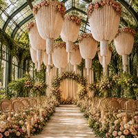Lanterne en macramé avec pompon, lustre de plafond pour mariage, avec fleurs artificielles, pour la décoration de la réception d'hôtel, décoration de fête, sur mesure
