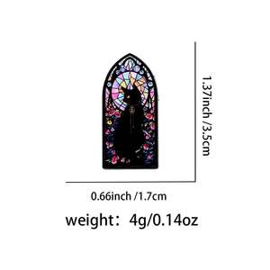 Pin de Metal em Liga de Zinco com Design de Janela de Vidro Prismático Misterioso, Tema Fantasma Gótico Animal Fada Preto, para Amigos - Product Image 6