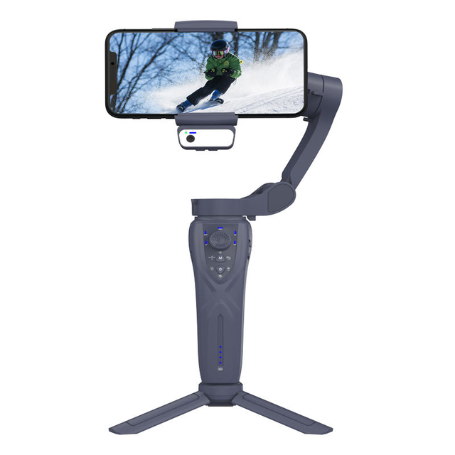 F12 Gimbal Stabilizer 3- for Phone and Actions Camera Gesture Shooting Handheld Foldable Gimbal Stabilizer with LED Light