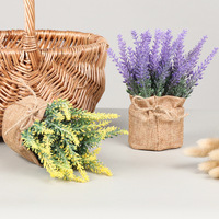 Tanaman Pot Lavender Buatan Dekorasi Meja Rumah Bunga Buatan Bonsai Pernikahan 17CM