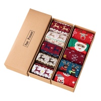 Chaussettes de Noël pour femmes, respirantes, absorbant la transpiration, antibactériennes, en tricot, avec nœuds, en polyester, en boîte cadeau