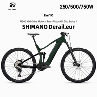 Vélo électrique EM10 Bafang M560 avec batterie au lithium 48V15A, cadre en fibre de carbone à suspension intégrale, 27,5/29 pouces, VTT électrique